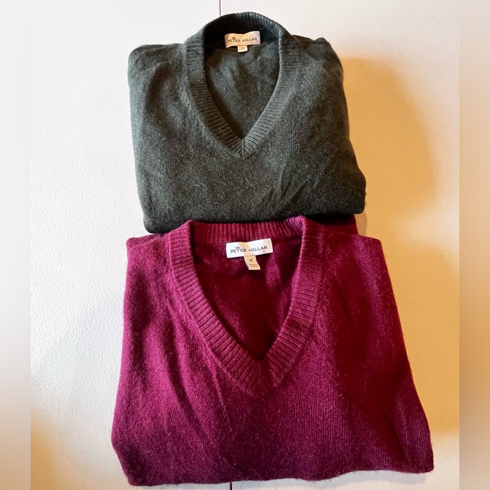 2 Peter Millar V-Neck 97% Cashmere Knit Sweater Size M